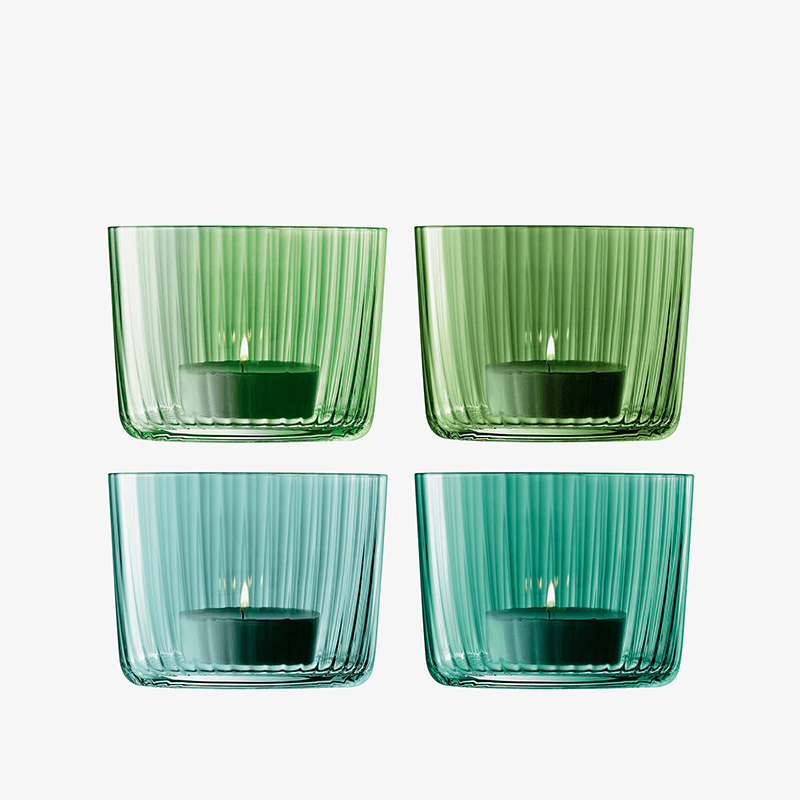 Gems Set of 4 Tealight Holders, H6cm, Jade