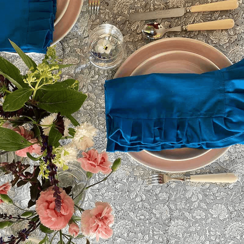 Neeli Blue Ruffle Napkin, 50 x 50cm, Blue