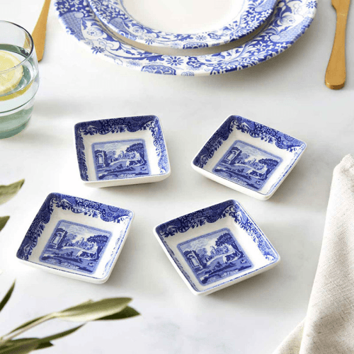 Image showing the Blue Italian Set of 4 Dishes, L8 x W8cm, Blue product.