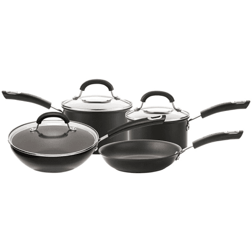 Image showing the Total Anodised Non-Stick 4 Piece Pan Set, Black product.