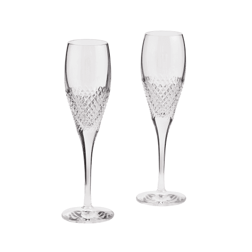 Image showing the Diamond Mosaic Set of 2 Champagne Flutes, 155ml, Clear product.