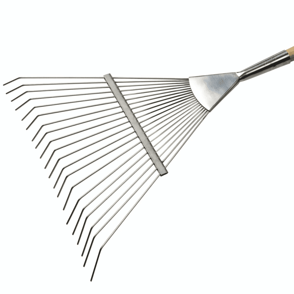 Burgon & Ball Stainless Lawn Rake, Silver/Natural