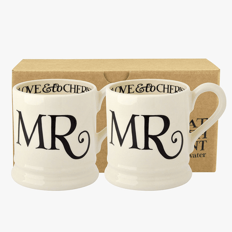 Black Toast Set of 2 Mr & Mr Mugs, 300ml, Cream