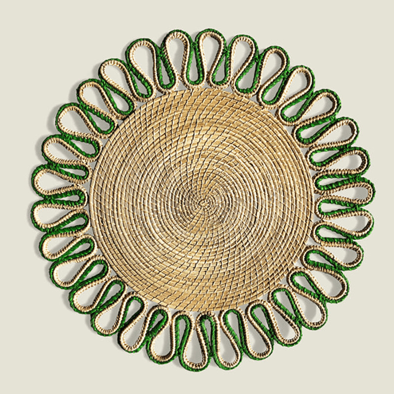 Estrella Set of 4 Woven Placemats, D39cm, Vibrant Green