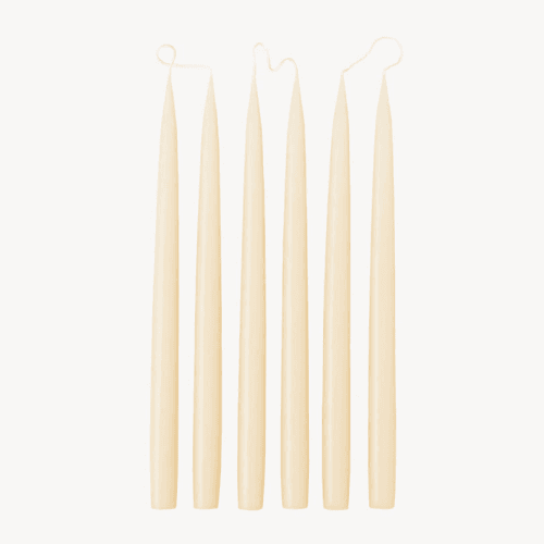 Image showing the Set of 6 Tapered Dinner Candles, H35cm, Ivory product.