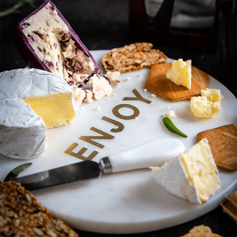 Round marble cheese board, D26 x H2cm, White