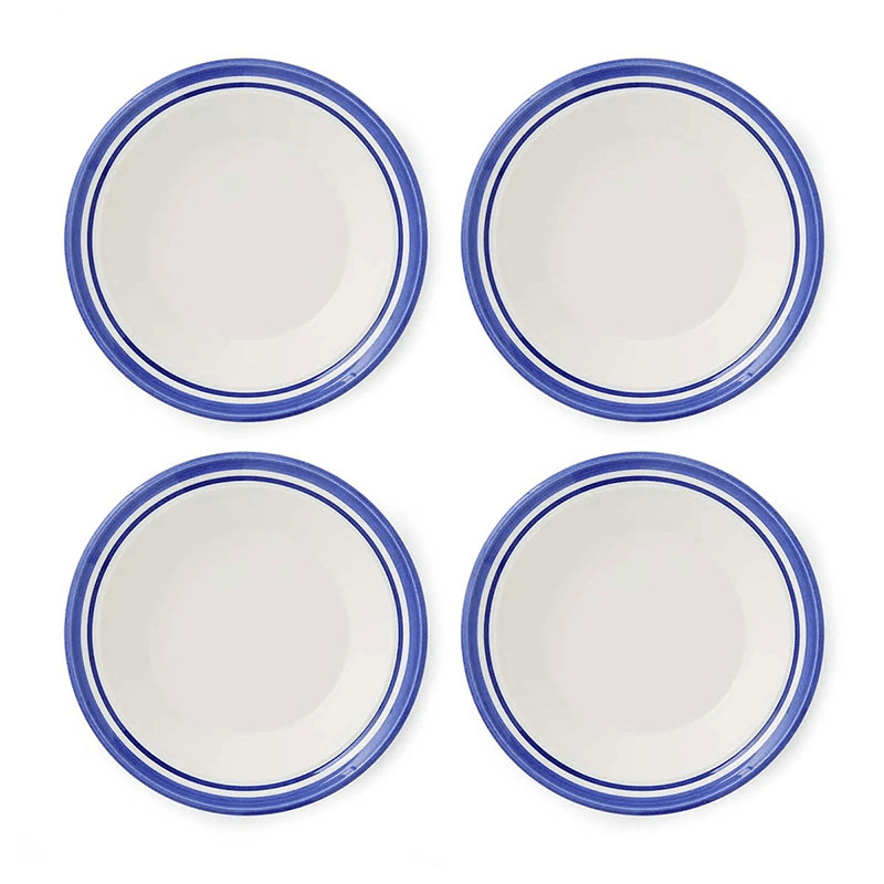 Potter's Stripe Set of 4 Soup Plates, D21cm, Blue
