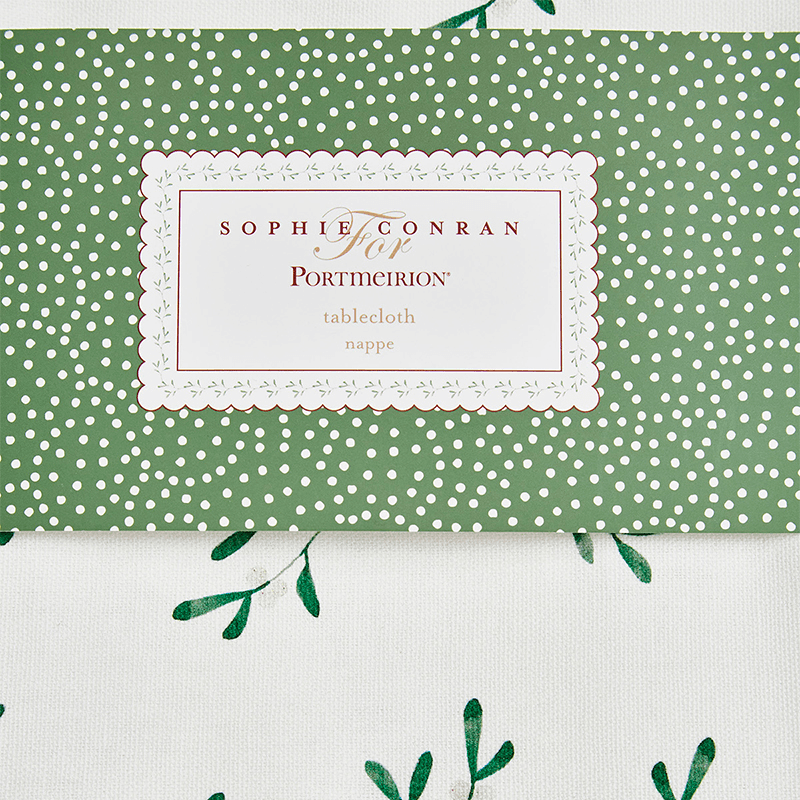 Mistletoe Tablecloth, W140 x D180cm, White/Green