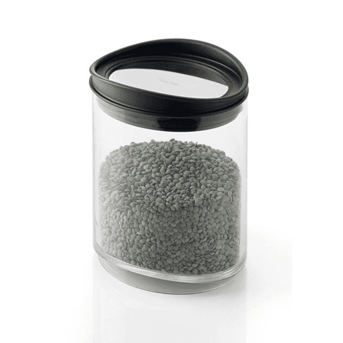Signature Storage jar medium, 1 litre - L10.5 x W1.7 x H13.4cm, Stainless Steel, Black Abs And Eastman Tritan