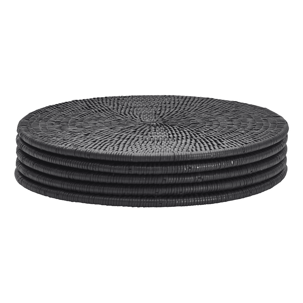 Ashcroft Set of 6 placemats, Dia29cm, Charcoal Rattan