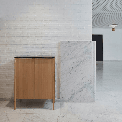 Image showing the Jut Indoor High Cabinet, Marble / Black product.