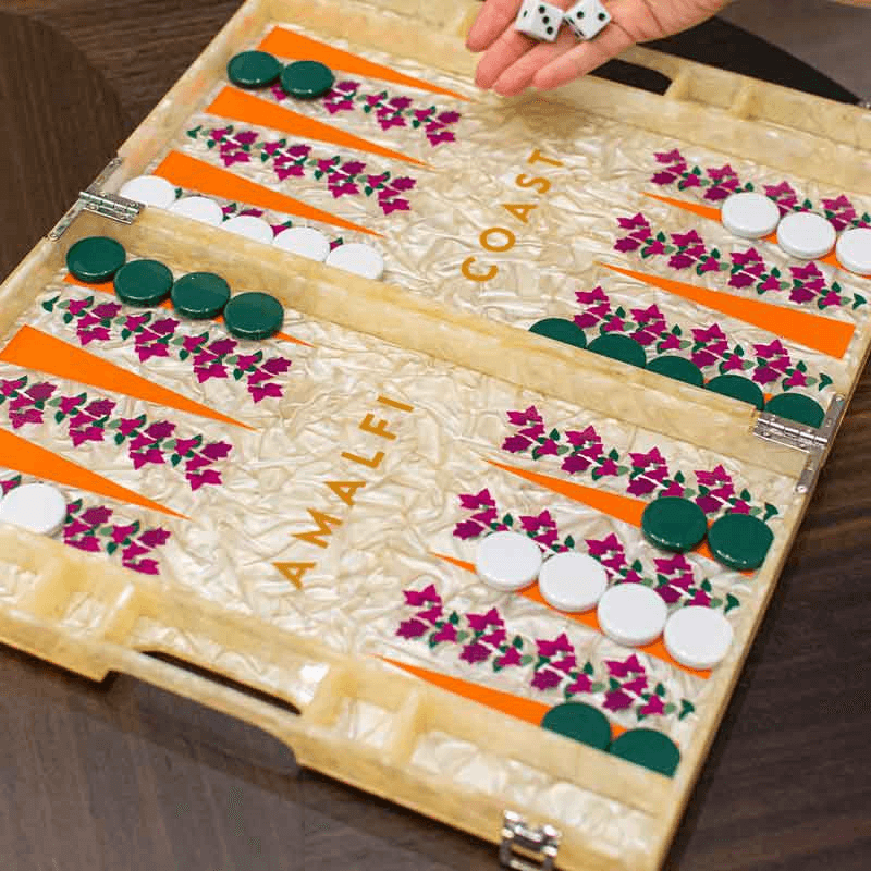 Amalfi Coast Backgammon Board, L45 x W38cm, Cream