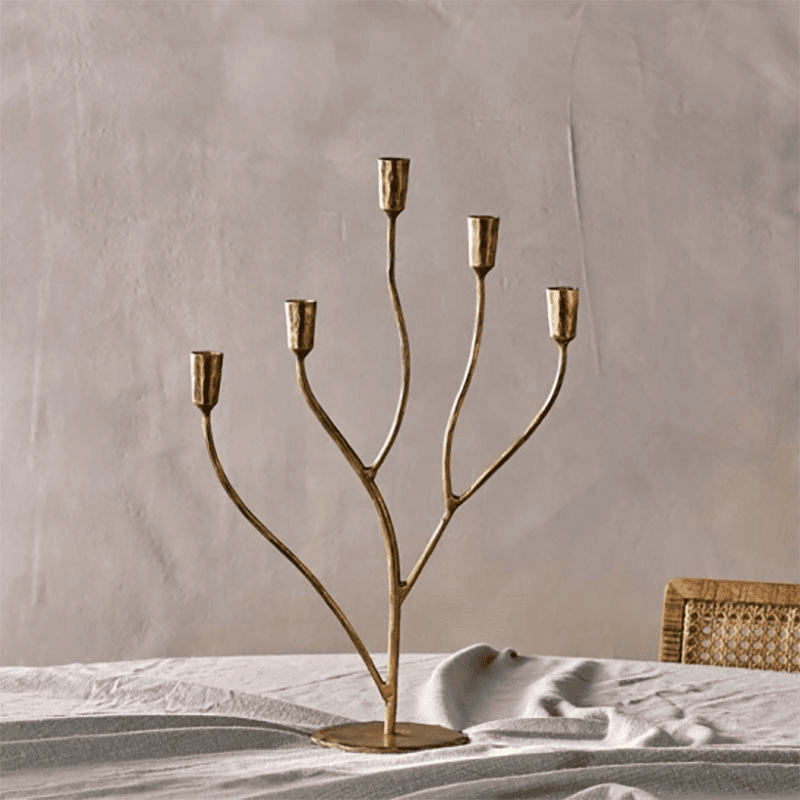 Palani Statement Candelabra, Antique Brass