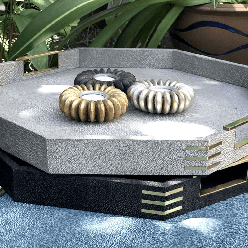 Christie Octagonal Serving Tray, D50cm, Barley Shagreen