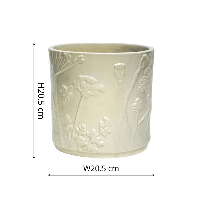 Kew Botanical Retreat Stoneware Meadow Planter, D21cm, Cream