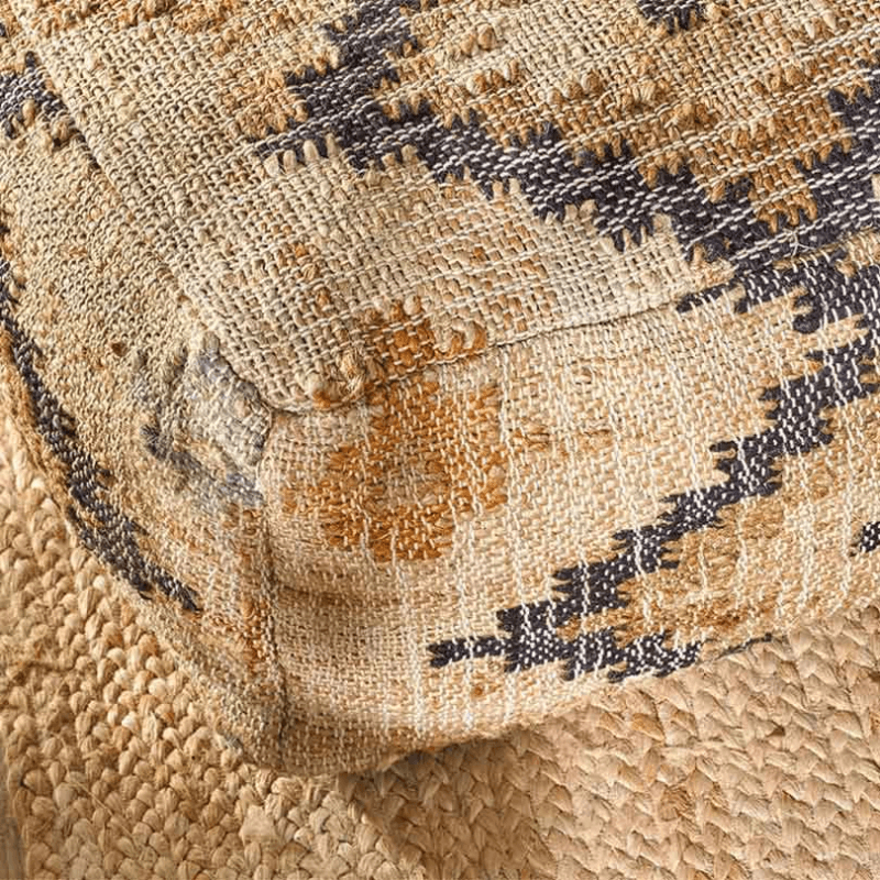 Kensu Kilim Pouf, H70 x W70 x D30cm, Natural