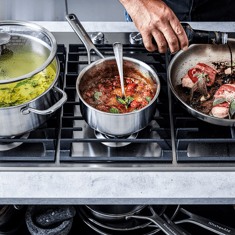 MultiPly Stainless Steel Saucepan with Lid, 16cm, Silver