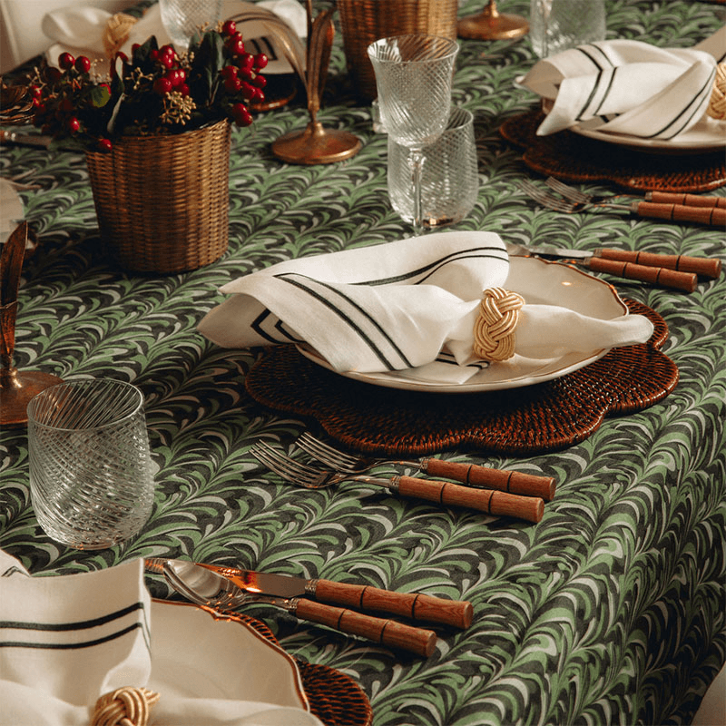 Sophie Classic Two Cord Napkin, 50cm, Forest Green