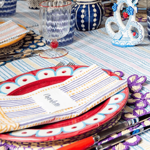 Image showing the Spots & Stripes Set of 6 Napkins, 50 x 50cm, Mutli product.