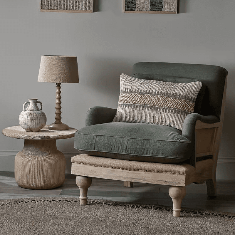 Abe Linen Armchair, Olive
