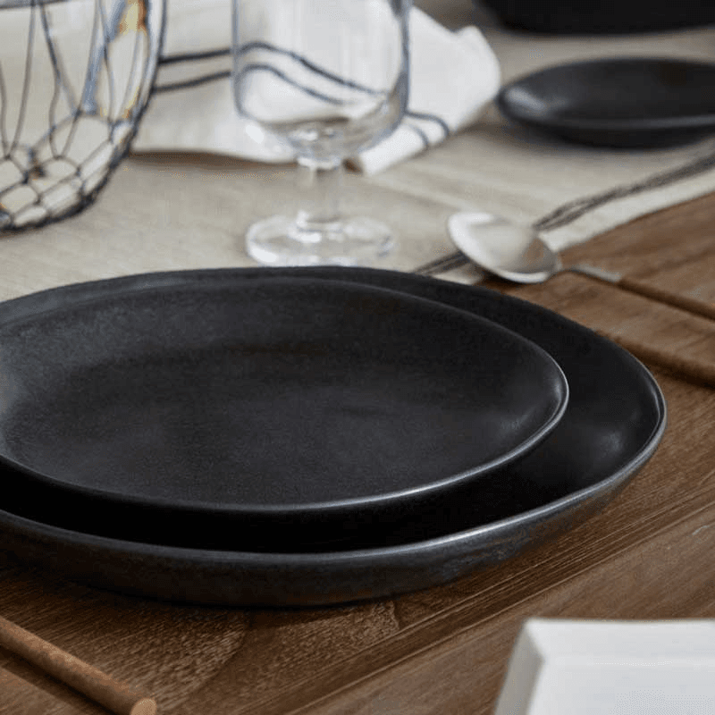 Livia Set of 6 Salad/Dessert Plates, D22cm, Matte Black