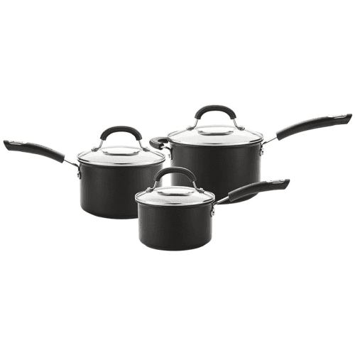 Image showing the Total Anodised Non-Stick 3 Piece Pan Set, Black product.