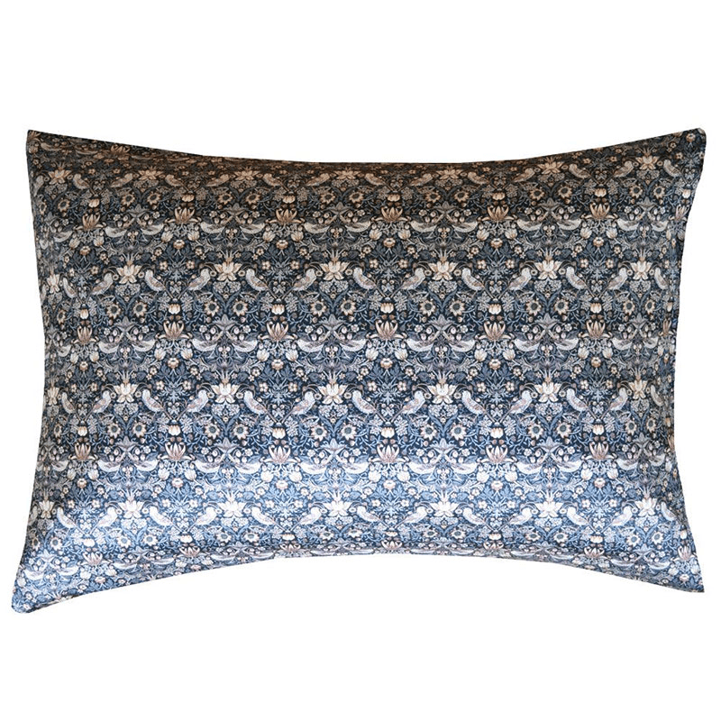 Strawberry Thief Pair of Silk Pillowcases, Single, Blue