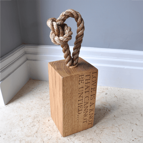 Image showing the Engraved Doorstop, Oak, 43cm product.