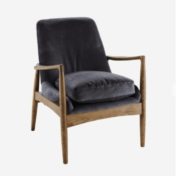Image showing the Chair, Crispin, Grey Velvet, Ash Wood, 82cm product.