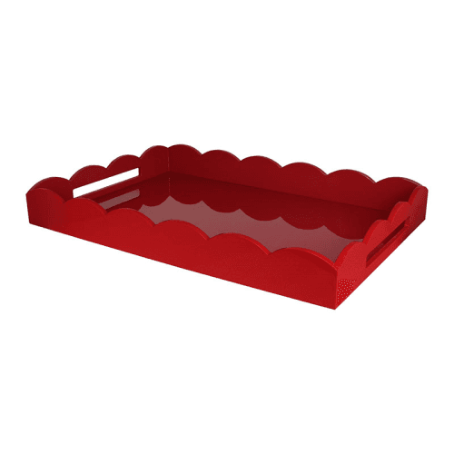 Image showing the Lacquer Scalloped Ottoman Tray, 44 x 66cm, Dark Cherry product.