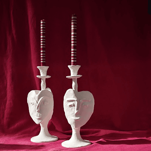 Image showing the Beau Candlestick, H35cm, White product.