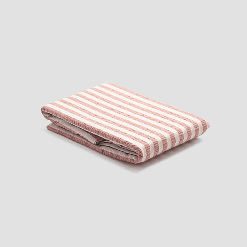 Seersucker Stripe Cotton Duvet Cover, King, Pink Clay