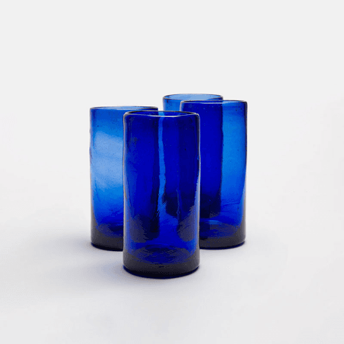 Image showing the Zomi Set of 4 High Ball Glasses, H13.5cm, Dark Blue product.