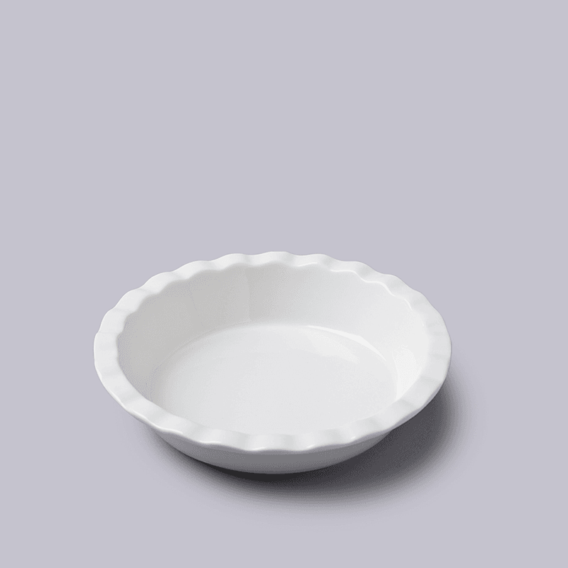 Crinkle Deep Pie Dish, D20cm, White