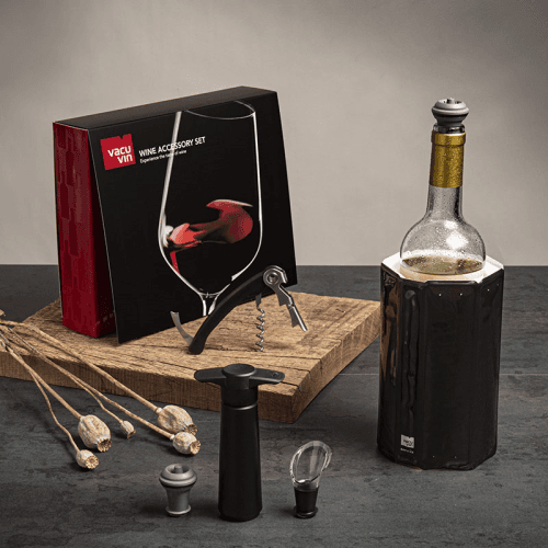 Image showing the 6 Piece Wine Accessory Set, Black product.