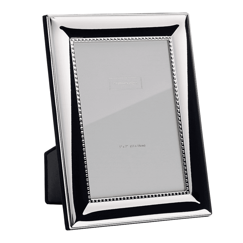 Beaded Photograph frame, 5 x 7", silver plate