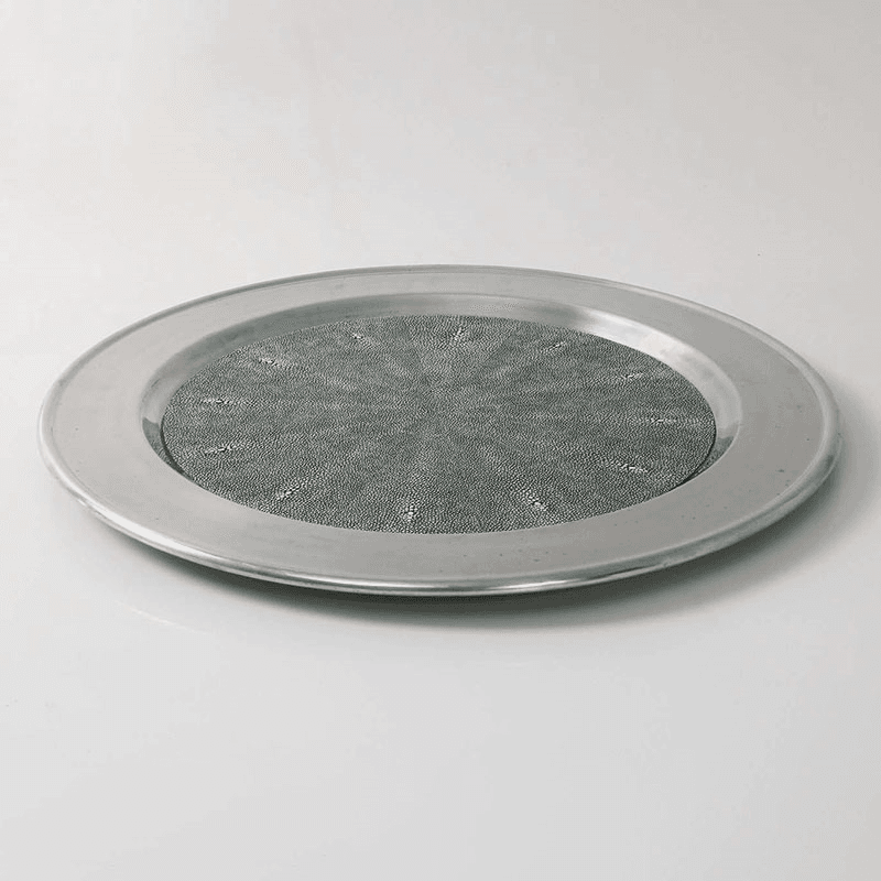 Duchess Serving Tray, D53cm, Green Shagreen