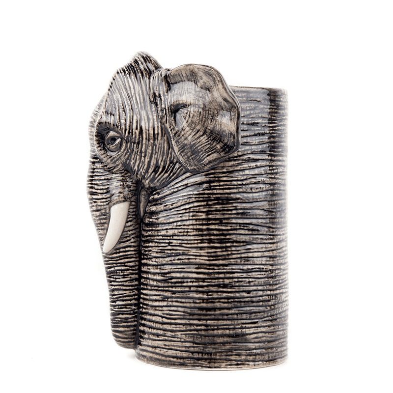 Elephant Utensil Pot, H18.5cm, Grey