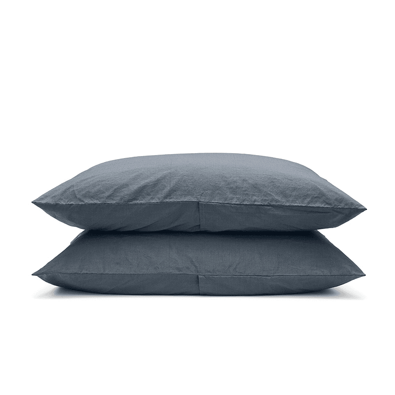 Relaxed Cotton Pair of Standard Pillowcases, Ink
