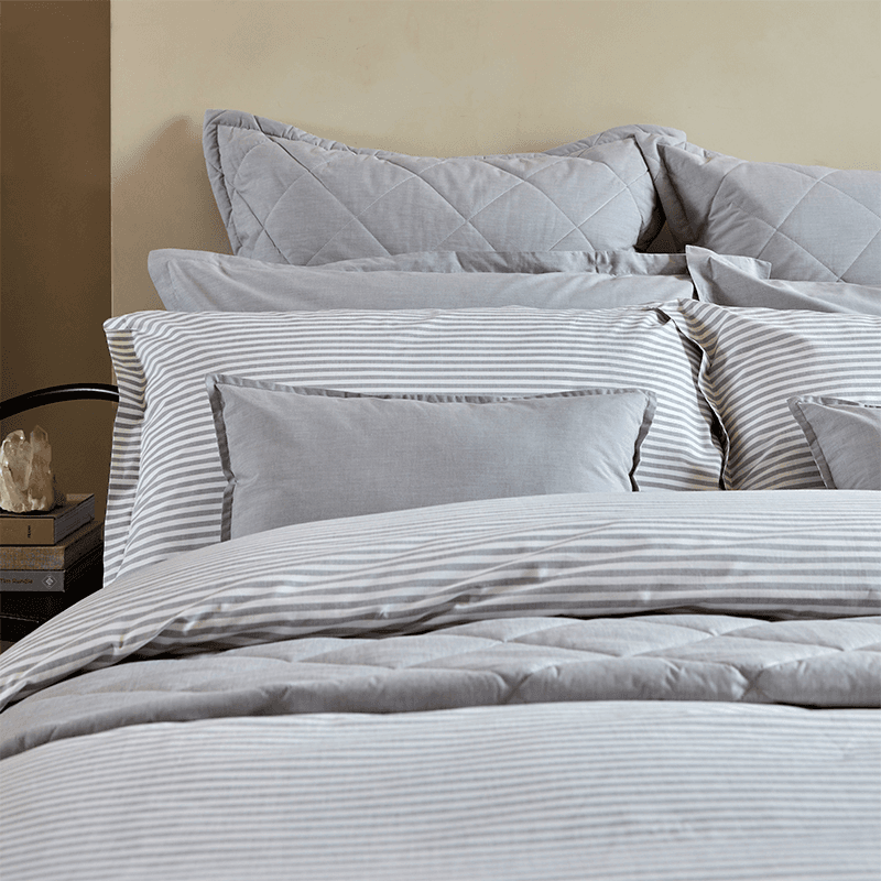 Lerwick Stripe Duvet Set, King, Silver