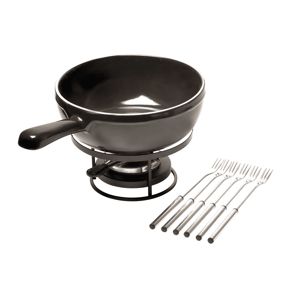 Cheese fondue set, 36 x 24 x 9cm - 2.4 Litre, Charcoal