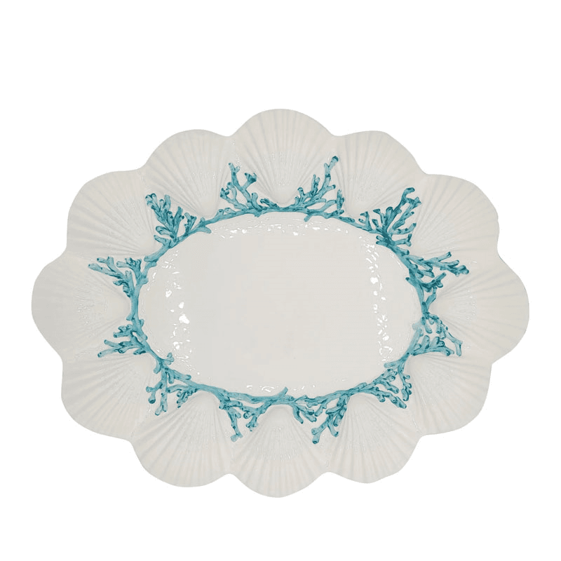 Saint Jacques Tray, D50cm, White and Blue