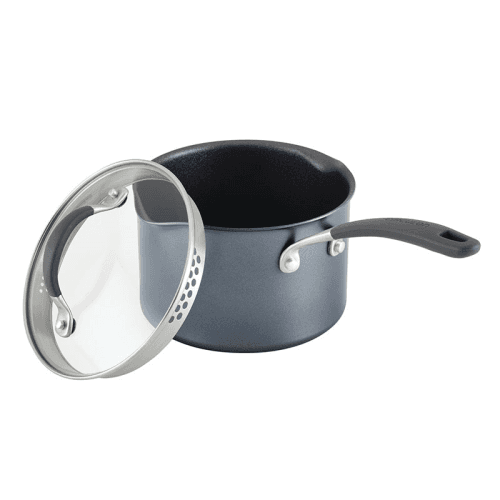 Image showing the A1 Non-Stick  Straining Saucepan, 18cm, Grey product.