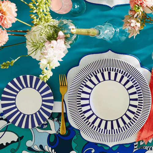 Image showing the Stecatto Set of 4 Side Plates, D18cm, White and Blue product.