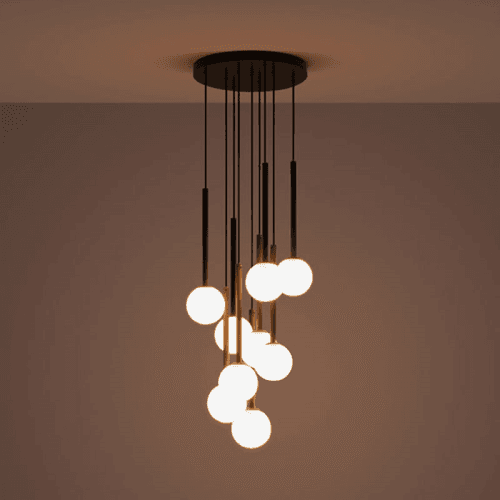 Image showing the Globe Cluster Pendant Light, H99cm, Charcoal product.