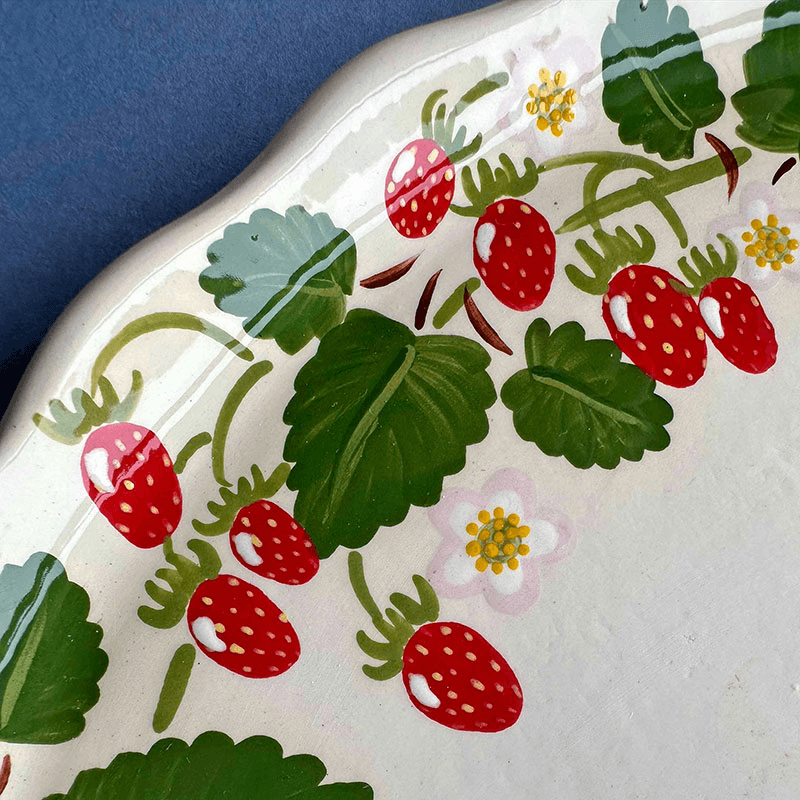 Minnie-Mae Studio Woodland Strawberry Serving Platter, 27cm x 21cm, Multi