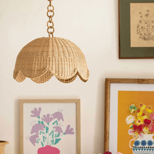 Image showing the Etta Scalloped Pendant Shade, Natural product.