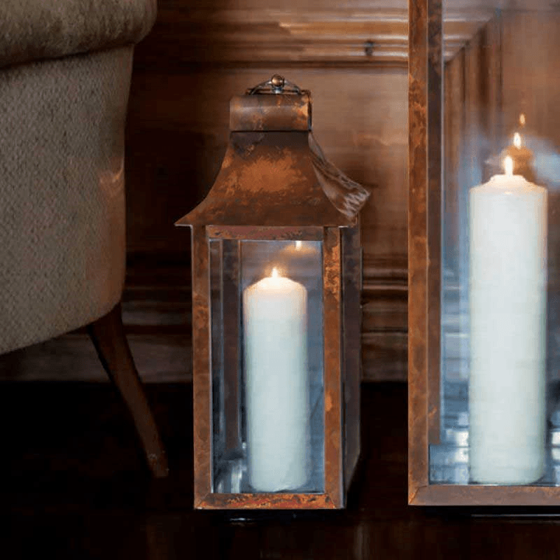 Tonto Lantern, H50cm, Burnished copper/Clear