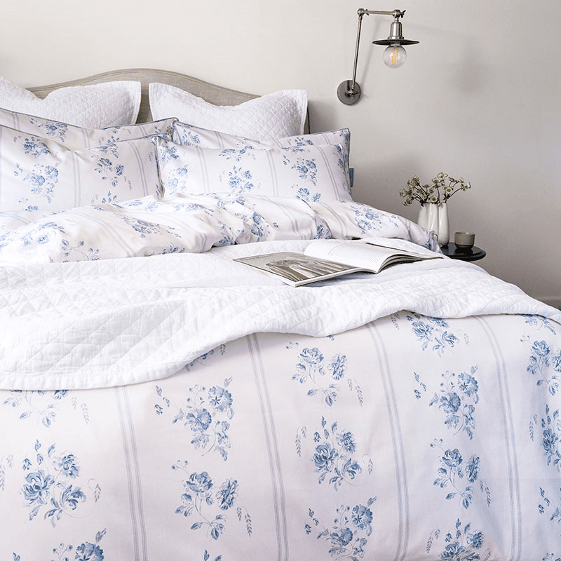 Austin Roses Duvet Set, King, Blue