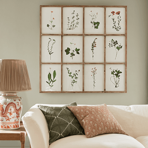 Image showing the Set of Twelve Framed Pressed Flower Prints, Natural product.